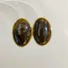 Aretes ovalados de acrílico con degradado estilo Melard para mujer, aretes de lujo ligero de alta gama, aretes de diseño de nicho para mujer