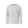 Camiseta Básica Unf com Caimento no Ombro, Algodão Penteado, Ajustada, Cor Sólida, Camiseta de Manga Longa com Gola Redonda para o Dia a Dia, Outono e Inverno