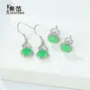 Aretes de calabaza de plata esterlina s925 aretes de calcedonia verde para mujer versión coreana de jade con incrustaciones de plata aretes clásicos exquisitos con temperamento marea al por mayor