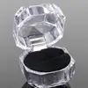 Caja transparente de cristal con tapa abatible, caja pequeña octagonal para embalaje de anillos y pendientes, caja de almacenamiento de joyería acrílica