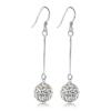 Zhenrong aretes de bola de princesa Shambhala chapados en cobre y plata aretes populares de borla largos con incrustaciones de cristal y diamantes