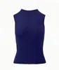 Chal sin Mangas con Cuello Alto para Mujer, Top de Punto Estilo Chica Caliente de Verano, Camisa de Canalé a Rayas Clásica de Corte Ajustado para Mujer