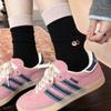 Meias Femininas de Primavera e Verão Bordadas Color Block Desenho Animado Meio da Panturrilha, Animais Fofinhos Estilo Japonês Tendência Personalidade Algodão Puro Meias Longas