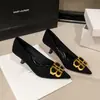 Zapatos de mujer negros retro de punta fina, disponibles en varios colores, con suelas suaves, antideslizantes, tacones finos, adecuados para fiestas y citas, elegantes tacones altos