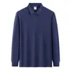 Camisa Polo de Manga Larga para Hombre con Solapa Pequeña de Lujo Ligero 2026 Nuevo Estilo de Otoño Camisa Polo Casual de Color Liso de Moda