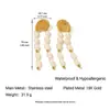 Pendientes Yingtai de Acero Inoxidable y Acero de Titanio Estilo Océano Ins Europeo y Americano Perla de Imitación Elegantes Pulidos Chapado al Vacío Oro de 18K para Mujer
