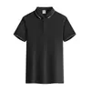 Camisa polo de seda gelada com borda dupla costurada, camisa publicitária de manga curta para grupo corporativo com camiseta de trabalho estampada e bordada