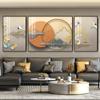 Triptíco de Pintura Pendurada para Sala de Estar de Luxo Leve Minimalista Moderno Mural de Parede de Fundo para Sofá Pintura Decorativa de Paisagem de Alto Padrão