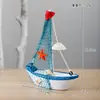 Enfeites de veleiro decorativos estilo mediterrâneo, modelos de barcos de madeira modernos e criativos, artesanatos e presentes