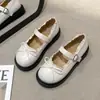 Sapatos femininos Mary Jane estilo coreano com bico redondo para combinar com saias, versáteis, com cadarço de uma tira, estilo escolar JK, sapatos de sola grossa, sapatos de couro pequenos