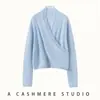 Elegante Suéter de Cachemir con Cuello Cruzado de Encaje para Mujer, Tejido de Punto a la Moda de Corte Ajustado, Nuevo Suéter Base Otoño/Invierno 2026