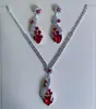 Conjunto de Collar de Novia Más Vendido en Europa y América, Cadena para Clavícula y Pendientes de Corazón de Cristal Versátiles de Alta Gama Juego de Dos Piezas Accesorios de Boda