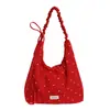 Estilo Clássico, Bolsa de Ombro Tote de Bolinhas Estilo Francês Personalizada, Estilo Relaxado, Fofa e de Nicho, Bolsa de Mão de Grande Capacidade