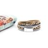 Pulsera de cuero con perforaciones de moda europea y coreana de origen transfronterizo para mujer, personalidad, leopardo, multicapa, imitación de cuero PU