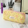 Bolsa de Maquiagem Xadrez com Laço Estilo Novo Transfronteiriça, Aparência Sofisticada, Grande Capacidade, Bolsa Portátil de Viagem para Armazenamento de Artigos de Higiene Pessoal para Mulheres
