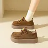 Sapatos Birkenstock 2026 Nova Primavera Bico Redondo Franja Cadarço com Contas Boca Rasa Sola Grossa Sapatos Casuais Tamanho Grande Sapatos Femininos