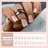 24 Uñas postizas de manicura francesa rosa europea, parches blanqueadores con efecto degradado, uñas postizas más vendidas en Europa y Estados Unidos.