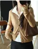 Camisa de Color Block de Estilo 'Old Money' de Moda, Falsa Dos Piezas con Cuello Alto, Cárdigan de Punto de Lino y Lana, Top Holgado de Manga Larga para Mujer en Otoño