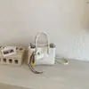 Bolsa Pequena Quadrada Estilo Cesta para Comércio Exterior Minimalista, Bolsa Saco Elegante e Moderna com Padrão Lichia de Alta Qualidade, Bolsa de Mão Versátil e da Moda para o Dia a Dia