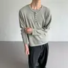 Camiseta Casual de Manga Larga para Hombre, Estilo Old Money de Peso Pesado, Amigable con la Piel, Falsa de Dos Piezas, Cuello Henley, Media Cremallera, Capa Base, Caída Suave y Pegajosa