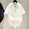 Tamanho Extra Grande Plus Size 150kg Design Nicho Camisa Branca Feminina Verão Estilo Coreano Fina Solta Manga Curta