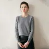 Outono e Inverno Nova Malha de Cashmere de Cor Sólida com Gola Redonda Pulôver de Moda Pesada Feminino Malha de Manga Longa Malha com Camiseta Básica