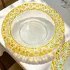 Plato para Mascotas de Lujo Ligero Estilo Europeo Chapado en Oro, Plato de Plástico, Plato de Cena Estilo Occidental, Blanco Crema con Borde Dorado, Plato para Frutas, Plato para Filete Estilo Occidental, Gama Alta