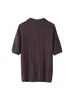 Para Exportación Ropa de Mujer Europea y Americana Camisa de Punto Texturizado Ajustada Recta Cuello Solapa Manga Corta + Pantalones Rectos de Punto Texturizado
