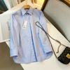 Estilo Japonês Estilo Estilo! Moda Básica Primavera e Outono 2024 Mais Fácil de Combinar Design Casual Solto Camisa de Cor Sólida