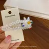 Clip para el pelo de flor con cuentas de cristal de color transparente estilo ins de Corea del Sur, clip dulce y lindo para flequillo, clip lateral, accesorios para el pelo