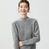 Suéter de Tricô Fio Fancy GNC 25% Seda de Amora 75% Caxemira Feminino Gola Alta Meia-calça Manga Raglan Camada Base Grossa