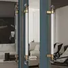 Maçaneta de Porta de Vidro Estilo Europeu, Maçaneta de Porta de Cristal Dourado, Maçaneta de Porta de Madeira de Alto Padrão Minimalista Moderna, Estilo Chinês