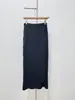 Diseño Exclusivo, Clásica y Elegante Falda Larga Elástica sin Cierre con Abertura Lateral, Negro/Gris