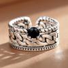 Deseo venta caliente anillo de cadena creativa apertura europeo y americano retro tailandés plata incrustada anillo de circón para hombres y mujeres al por mayor