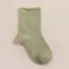 Meias Infantis para Primavera e Outono, Meias de Cano Médio para Meninos e Meninas, Crianças Pequenas, Bebês, Meias Longas Lisas, Meias Largas