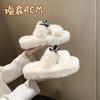 Chinelos de lã estilo Xiao Xiang para casa, chinelos de algodão com fundo grosso, bico aberto, elegantes, quentes, para casal, chinelos baixos em estoque