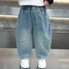 Jeans de Mezclilla para Niños Primavera y Otoño Estilo Coreano Infantiles Guapos Versátiles Pantalones de Pierna Recta para Niños Pequeños Sueltos Elegantes Pantalones Largos Comercio Exterior