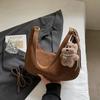 Bolsa Casual Retro Nicho em Camurça para Mulheres Moda Outono 2025 Simples Bolsa Transversal Bolsa de Ombro Único sob o Braço