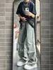 Jeans de trabajo retro americanos con retazos plisados para hombre, vintage, elegantes y llamativos, adecuados para primavera y otoño, pantalones largos de pierna recta