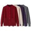 Roupas da Moda para Mães: Novo Cardigan Suéter Casaco Outono-Inverno para Mulheres de Meia-Idade e Idosas, Tricô com Gola Redonda, Transfronteiriço