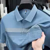 Camisa Polo Casual de Manga Corta a Rayas de Verano para Hombres de Mediana Edad, Estilo Nuevo con Cuello de Solapa, Top Camiseta Versátil de Negocios para Papá