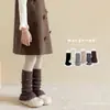 Zapatos Algodón Calentadores de Pierna para Niños Otoño Invierno Calcetines con Volantes de Perla Estilo Coreano Ins Chica Ropa Exterior Calentadores de Pierna de Lana Tejida para Pantorrilla
