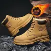 Botas de Algodão Quentes Versáteis da Moda Botas Martin Botas de Inverno com Forro Espesso Sapatos Masculinos de Cano Alto Novos Sapatos de Trabalho Masculinos