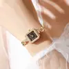 2026 Nuevo Modelo Cuadrado Compacto Artístico Retro Exquisito Ligero de Lujo Nicho Estilo Ins Elegante Pulsera Reloj de Pulsera de Cuarzo