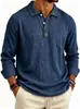 Camisa Polo Masculina de Algodão com Bambu, Manga Longa, Gola Reversível, Caimento Casual Solto, Cor Sólida, Estilo Europeu e Americano, Modelo Primavera e Outono 2026