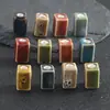 Acessórios para Joias DIY Contas Cerâmicas Quadradas Curtas com Furos Retos, Contas Soltas Quadradas com Esmalte Floral, Materiais para Chaveiros, Acessórios para Miçangas