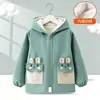 Avental Infantil Outono e Inverno Forrado com Fleece Peça Externa Estilo Estrangeiro Jaqueta de Penas Impermeável e Anti-Sujeira Jaqueta com Capuz para Meninos Crianças de Meia-Idade e Grandes