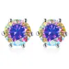 Brincos Femininos em Prata Esterlina 925 com Seis Garras, Estilo Clássico Mais Vendido, Moissanita Colorida com Certificado GRA, Brincos Versáteis, Atacado Transfronteiriço