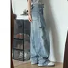 Jeans de Trabajo Azul Claro de Pierna Ancha para Mujer, Novedad Primavera 2026 de Cintura Alta Adelgazantes Holgados Rectos Estilo Americano Pantalones Scimitar