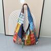 Nueva Bolsa de Vasija Retro de Doble Cara Estilo Bohemio Bolsa de Lona de Mezclilla para Mujer Casual de Gran Capacidad Bolsa Tote para Viajes